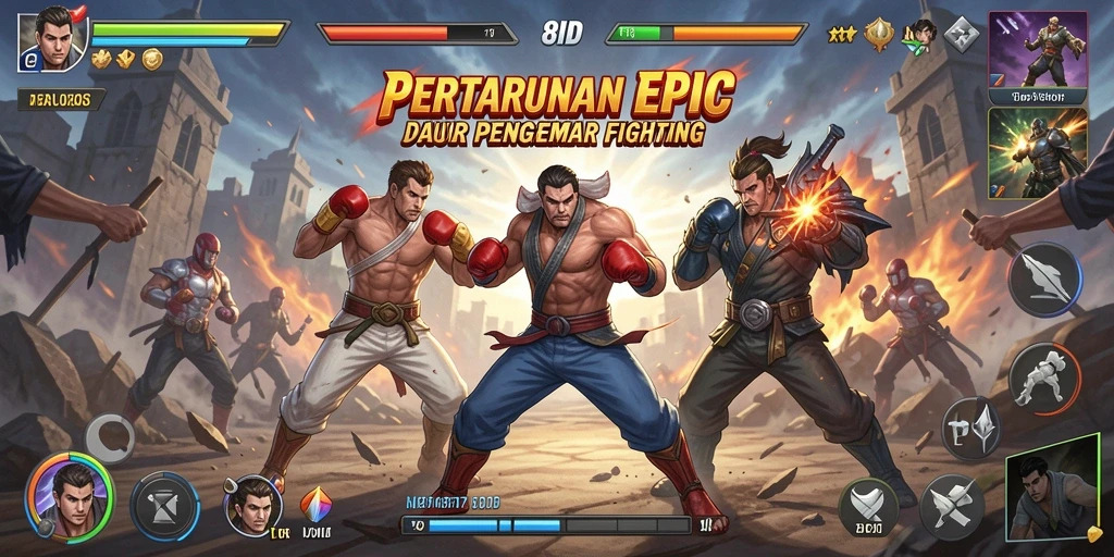 Tampilan gameplay mengesankan dengan karakter Fighting yang beragam.
