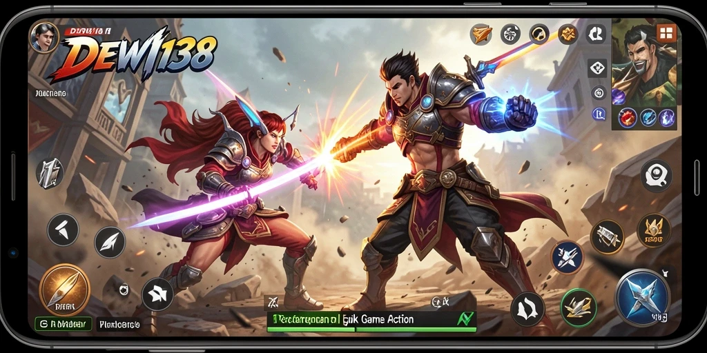Screenshot gameplay menunjukkan aksi pertarungan seru di DEWI138.