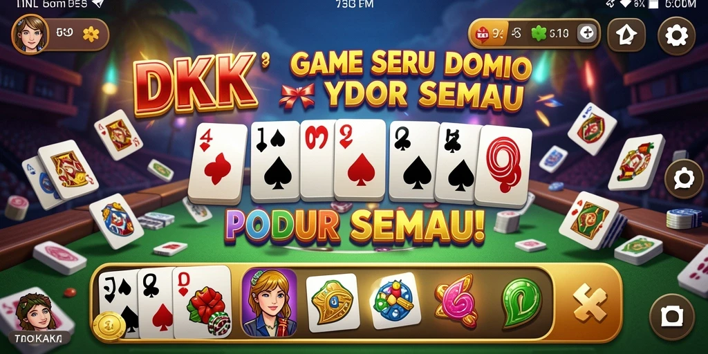 Tampilan menarik dari permainan Domino DKK yang seru dan interaktif.