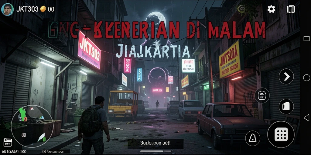 Screenshot gameplay menampilkan karakter utama berlari ketakutan di kegelapan.