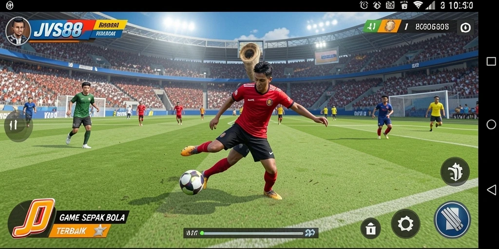 Tampilan gameplay JVS88 yang mendebarkan dengan aksi sepak bola nyata.
