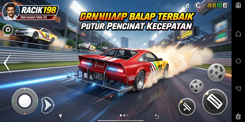 Tampilan gameplay seru dari balapan di RACIK198.