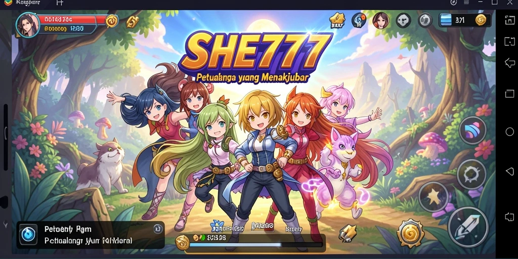 Tampilan gameplay <strong>SHE777</strong> yang seru dan penuh warna dari karakter Anime.