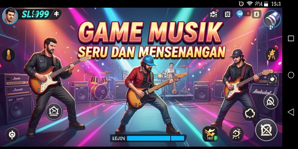 Screenshot gameplay SL999 yang menampilkan suasana bermain musik yang interaktif.