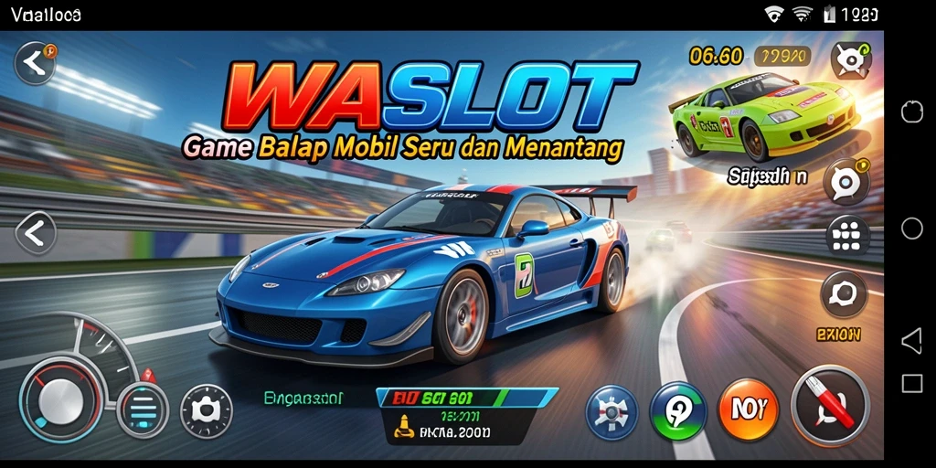 Tampilan balapan seru dalam WASLOT dengan mobil yang beragam.